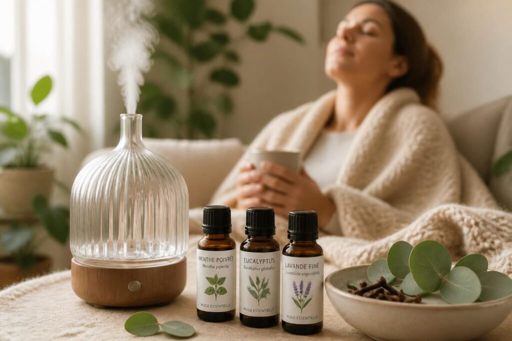 découvrez nos astuces bienveillantes avec les huiles essentielles pour soulager le rhume et mieux respirer naturellement.