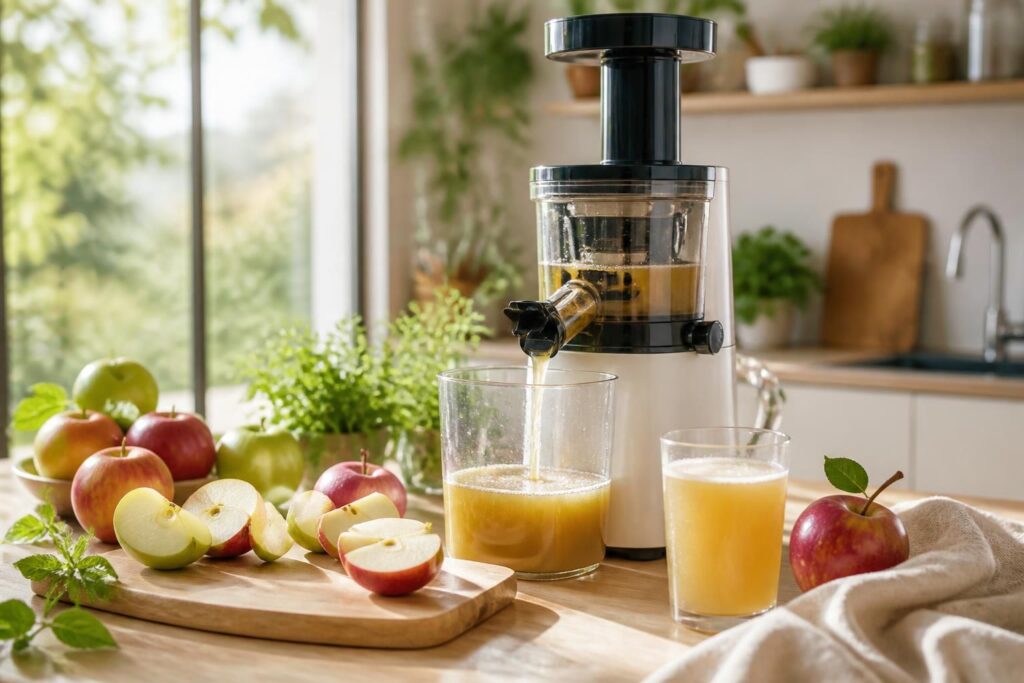 découvrez comment préparer un jus de pomme maison avec un extracteur tout en préservant naturellement les vitamines et les saveurs pour une boisson saine et délicieuse.