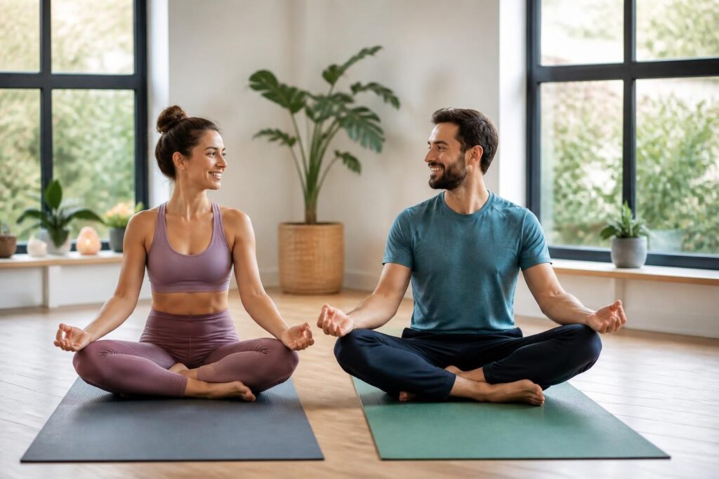 découvrez des postures de yoga à deux simples et adaptées aux débutants pour partager un moment de bien-être et de complicité.