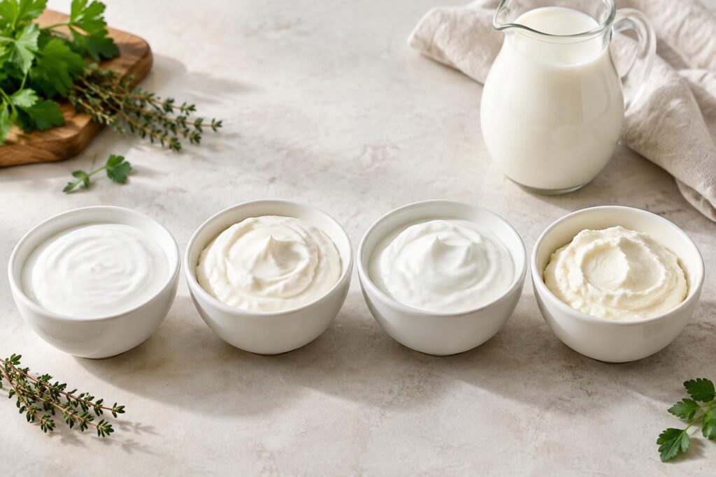 comparez les calories du fromage blanc à 0 % et à 3 % de matière grasse, ainsi que des versions nature et au lait de chèvre.